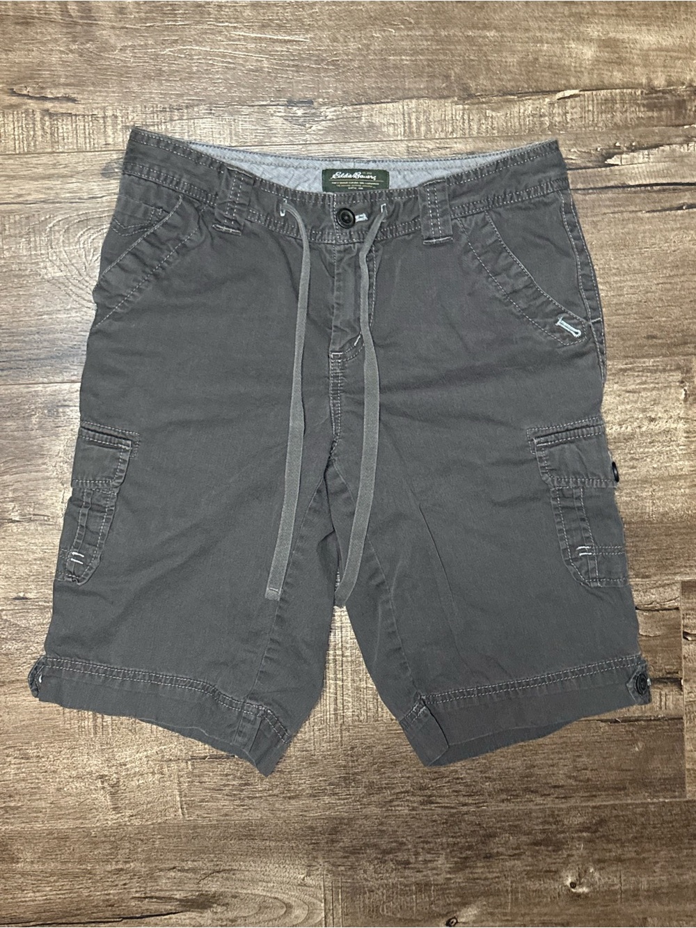 Eddie Bauer Men's Dark Gray Cargo Drawstring Shorts